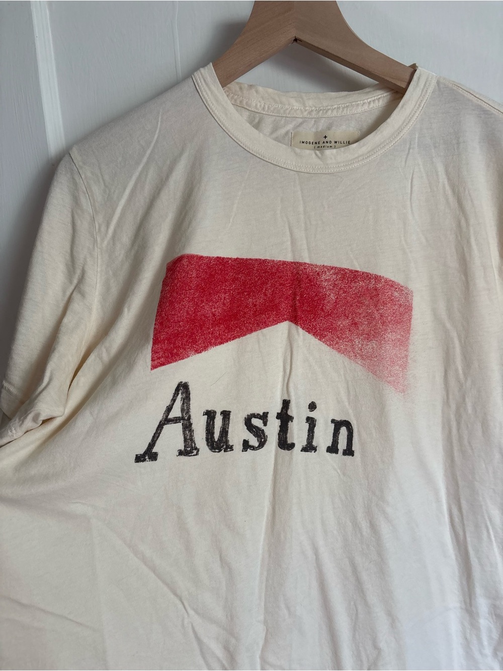 imogene + willie Cream Austin Graphic Tee with Red Print